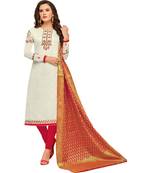 White embroidered chanderi salwar