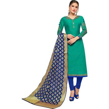 Teal embroidered chanderi salwar 1