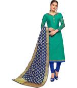 Teal embroidered chanderi salwar