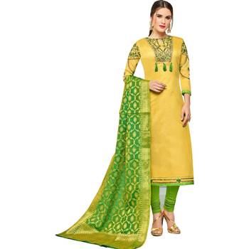 Yellow embroidered chanderi salwar 1