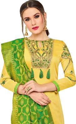 Yellow embroidered chanderi salwar 2
