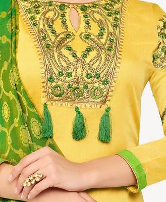 Yellow embroidered chanderi salwar 4