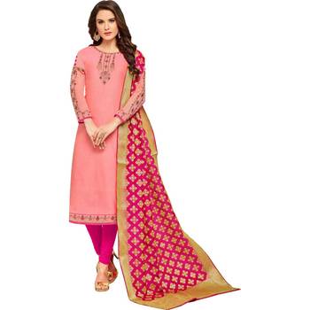 Light-pink embroidered chanderi salwar 1
