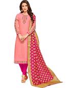 Light-pink embroidered chanderi salwar