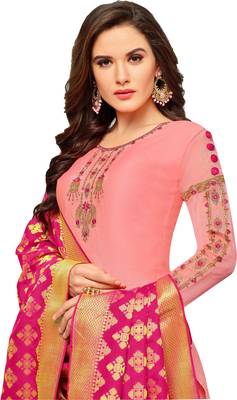 Light-pink embroidered chanderi salwar 2
