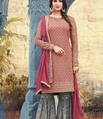 Pink Georgette Semi Stitched Sharara Suit