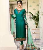 Green Embroidered Silk Salwar With Dupatta