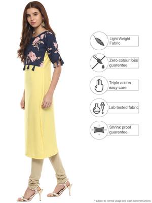 Yellow printed crepe kurtis 3