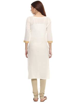 Off-white printed cotton kurtis 3