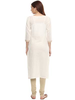 Off-white printed cotton kurtis 2