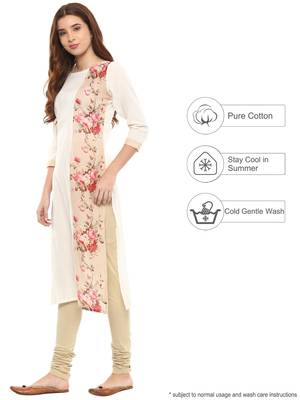 Off-white printed cotton kurtis 3