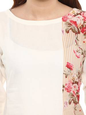Off-white printed cotton kurtis 5