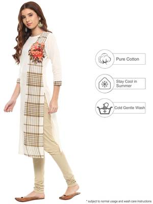 Off-white printed cotton kurtis 4