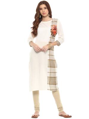 Off-white printed cotton kurtis 1