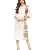 Off-white printed cotton kurtis