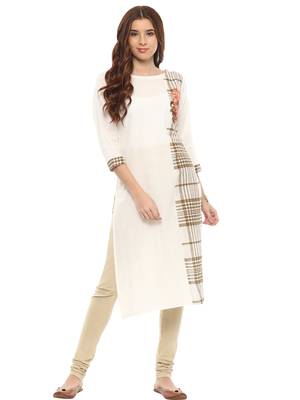 Off-white printed cotton kurtis 2