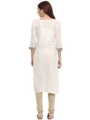 Off-white printed cotton kurtis 3