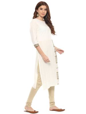 Off-white printed cotton kurtis 5
