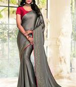 Grey Georgette Saree With Blouse