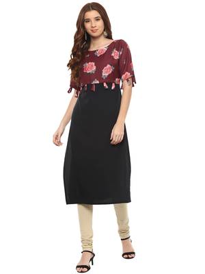 Black printed crepe kurtis 1