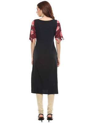 Black printed crepe kurtis 2