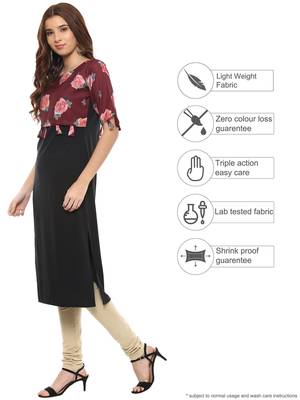 Black printed crepe kurtis 3