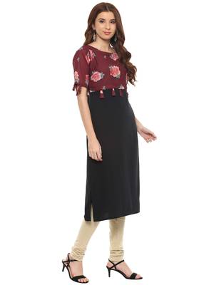 Black printed crepe kurtis 4