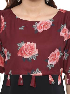 Black printed crepe kurtis 5
