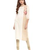 Off-white printed cotton kurtis