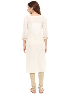 Off-white printed cotton kurtis 2