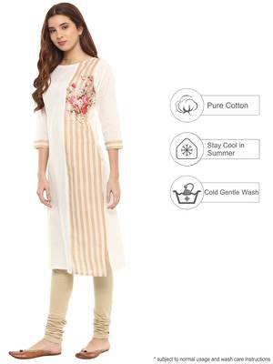 Off-white printed cotton kurtis 3