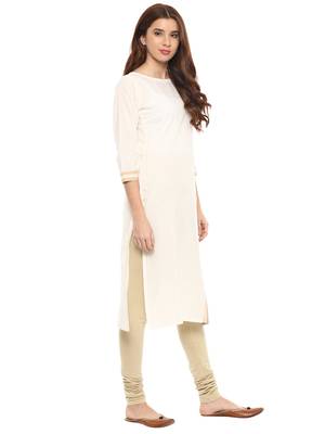 Off-white printed cotton kurtis 4