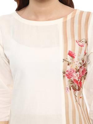 Off-white printed cotton kurtis 5