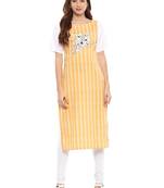 Yellow printed crepe kurtis