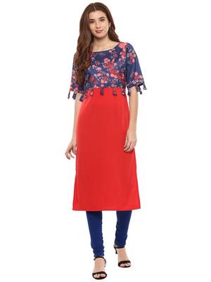 Red printed crepe kurtis 1