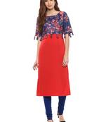 Red printed crepe kurtis