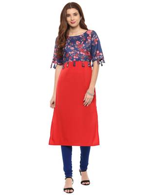 Red printed crepe kurtis 2