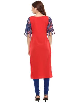 Red printed crepe kurtis 3