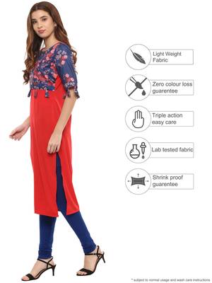 Red printed crepe kurtis 4