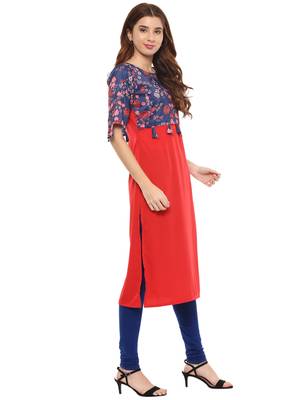 Red printed crepe kurtis 5