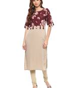 Beige printed crepe kurtis