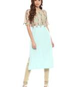 Sky-blue printed crepe kurtis
