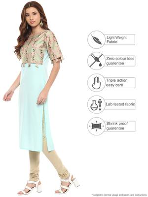 Sky-blue printed crepe kurtis 4