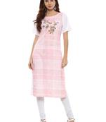 Pink printed crepe kurtis