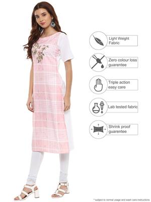 Pink printed crepe kurtis 4