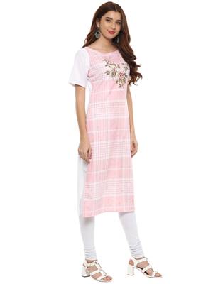 Pink printed crepe kurtis 5