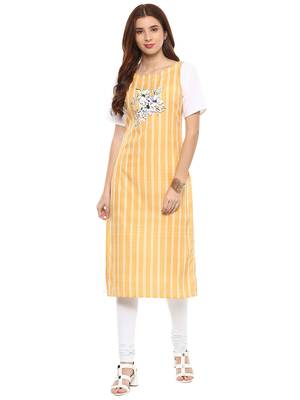 Yellow printed crepe kurtis 2