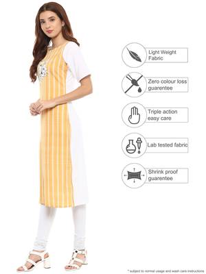 Yellow printed crepe kurtis 4