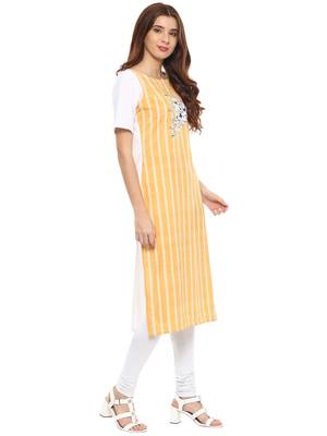 Yellow printed crepe kurtis 5