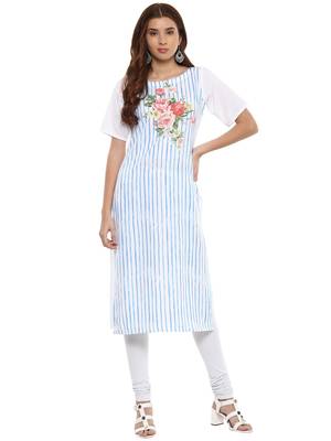 Sky-blue printed crepe kurtis 1